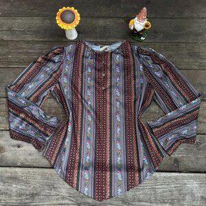 Vintage ‘Pretty Tops’ Striped Floral Long Sleeve. 100% polyester